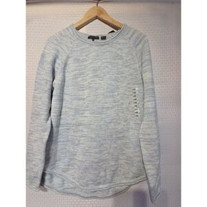 Jeanne Pierre Womens Pastel Blue Ivory Sweater 100% Cotton Nautical NWT